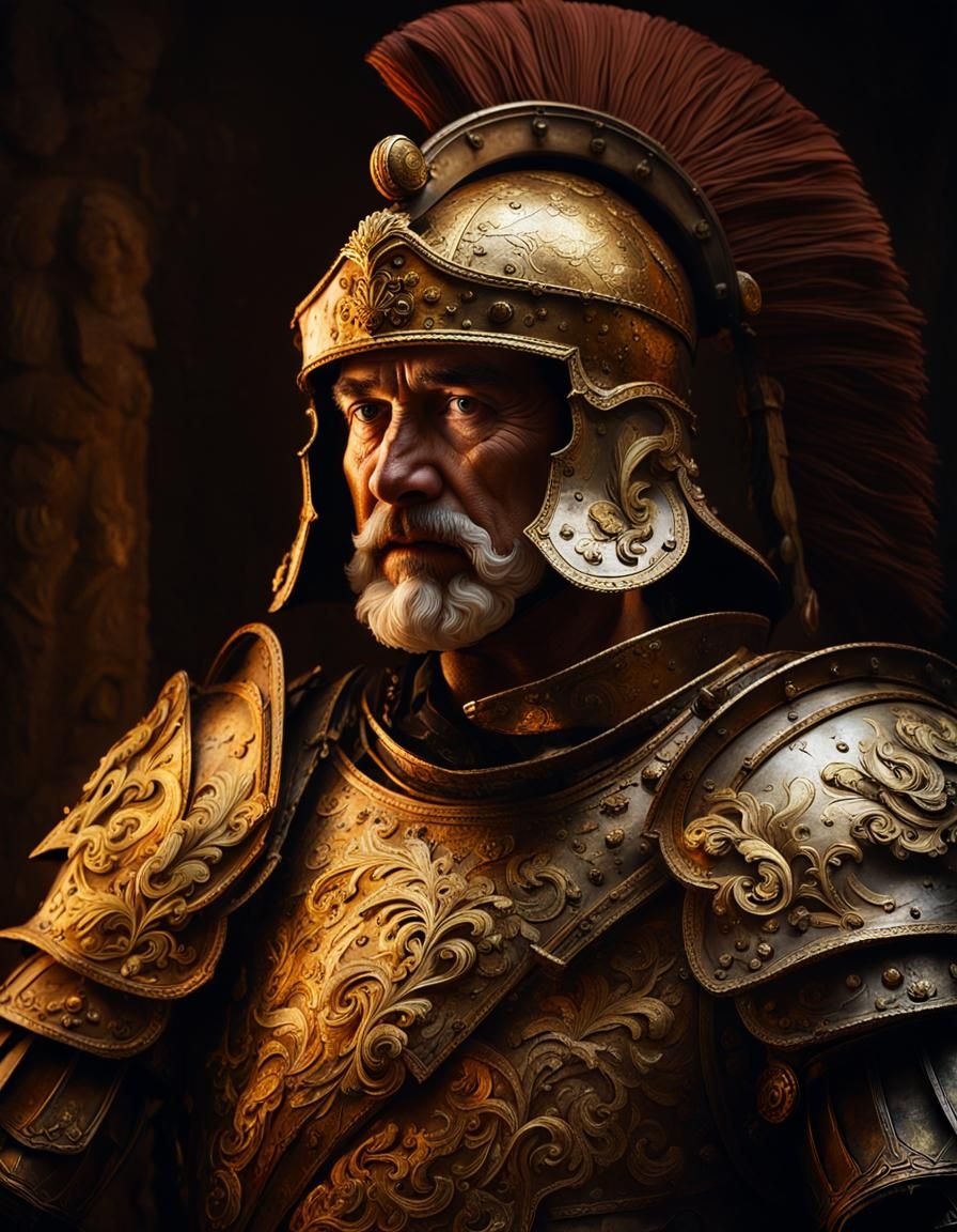 Baroque Roman Captain in Ornate Armor