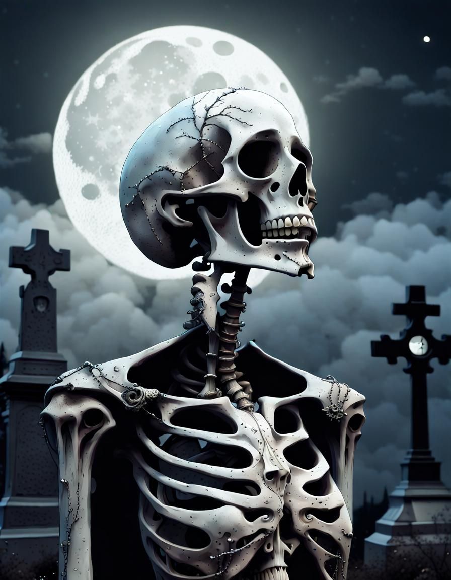 Gothic Skeleton Witch Portrait in Moody Lighting