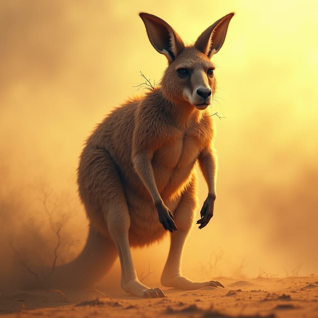 Muscular Kangaroo Dominates the Desert Storm
