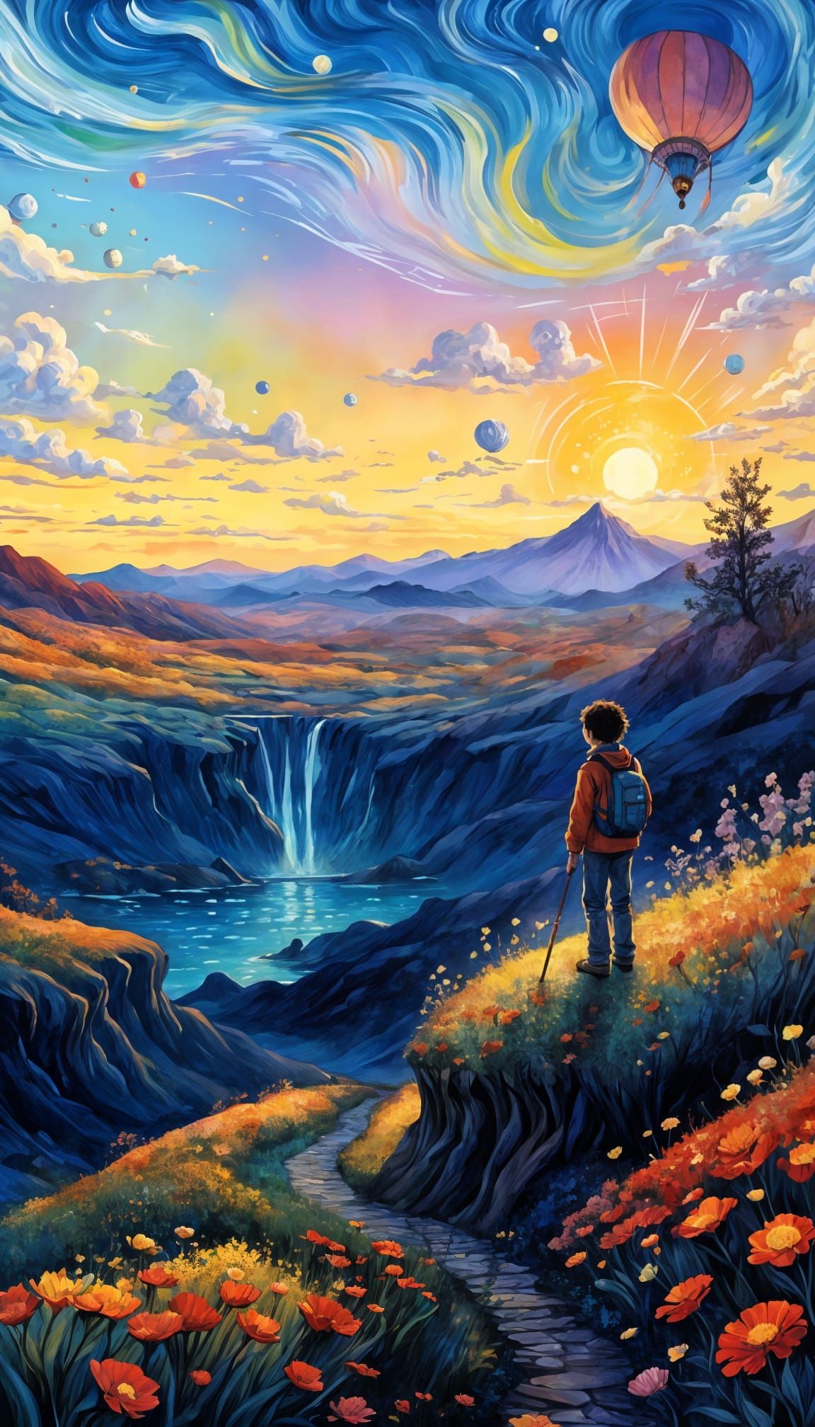 Whimsical Sci-Fi Fantasy Landscape in Studio Ghibli Style