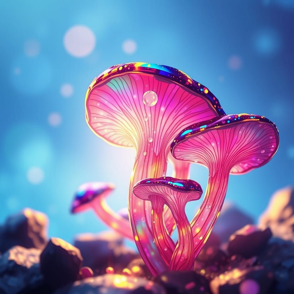 Ethereal Anime Fungi in Vibrant Hues
