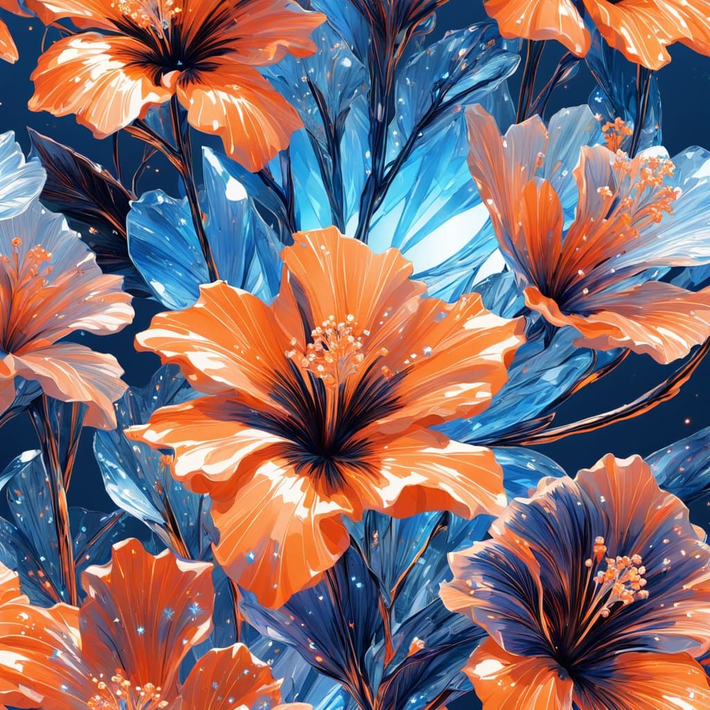 Crystal Hibiscus Flowers with Sparkling Petals