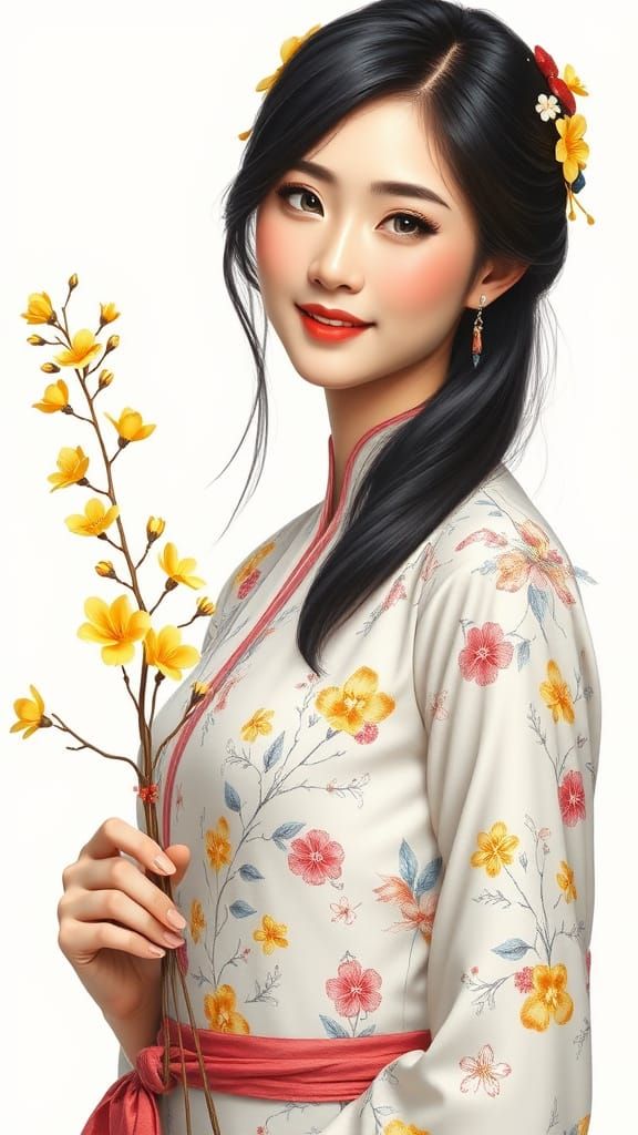 Full body, enchanting hyper realistic oil painting inked with delicate precision, fine art painting, highly detailed, in...