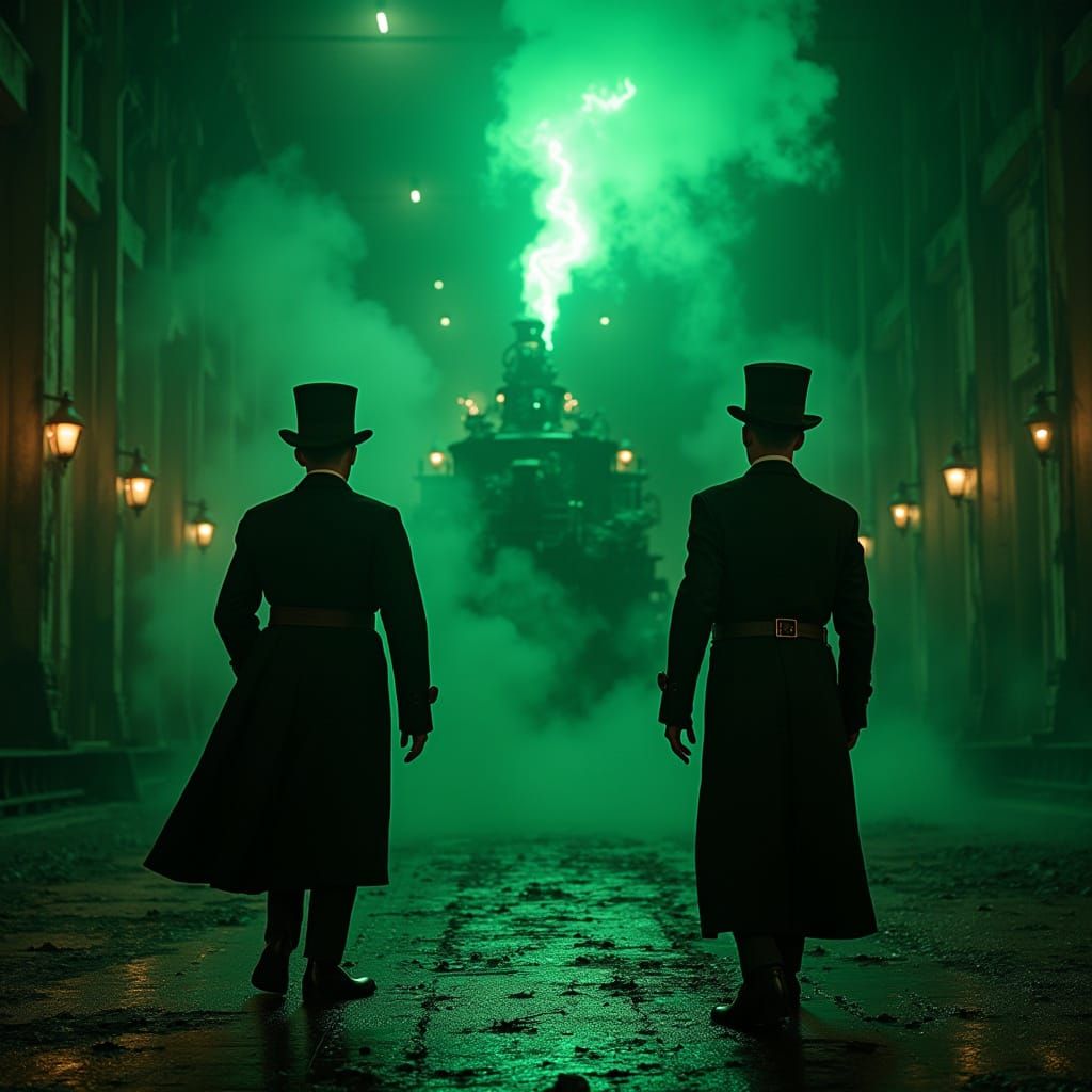 Tesla & Edison as Steampunk Ghostbusters in Victorian Mill