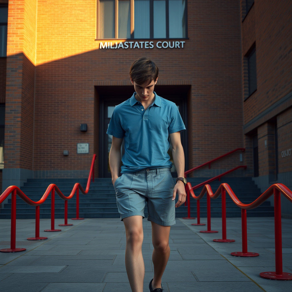 Alec, is a cute young man arriving at court as a defendant for driving offences. He wears a nice t-shirt and short short...