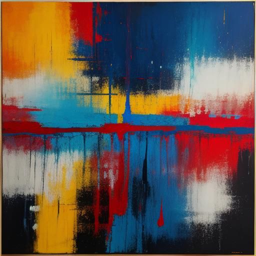 Abstract Expressionist Painting in Vivid Colors