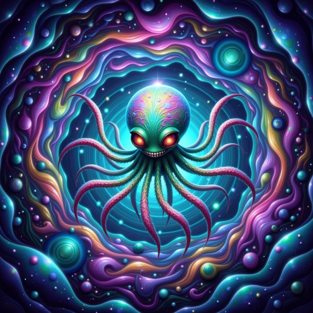 Ethereal Octopus-Spider Hybrid in Whirlpool of Radiant Color...