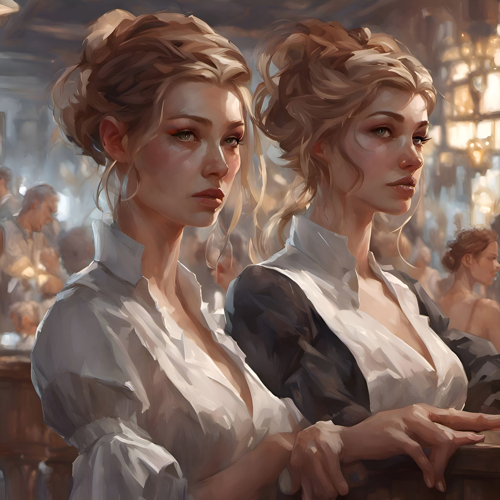 Discrete beautiful bar-maids