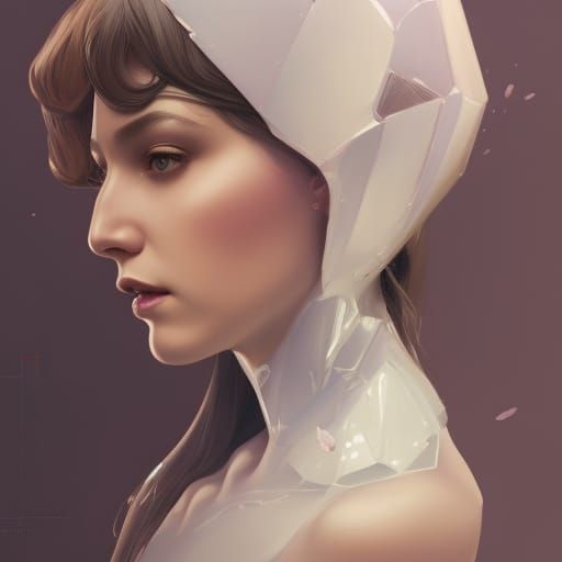 Ethereal Lady Ghost Portrait in Art Nouveau Style