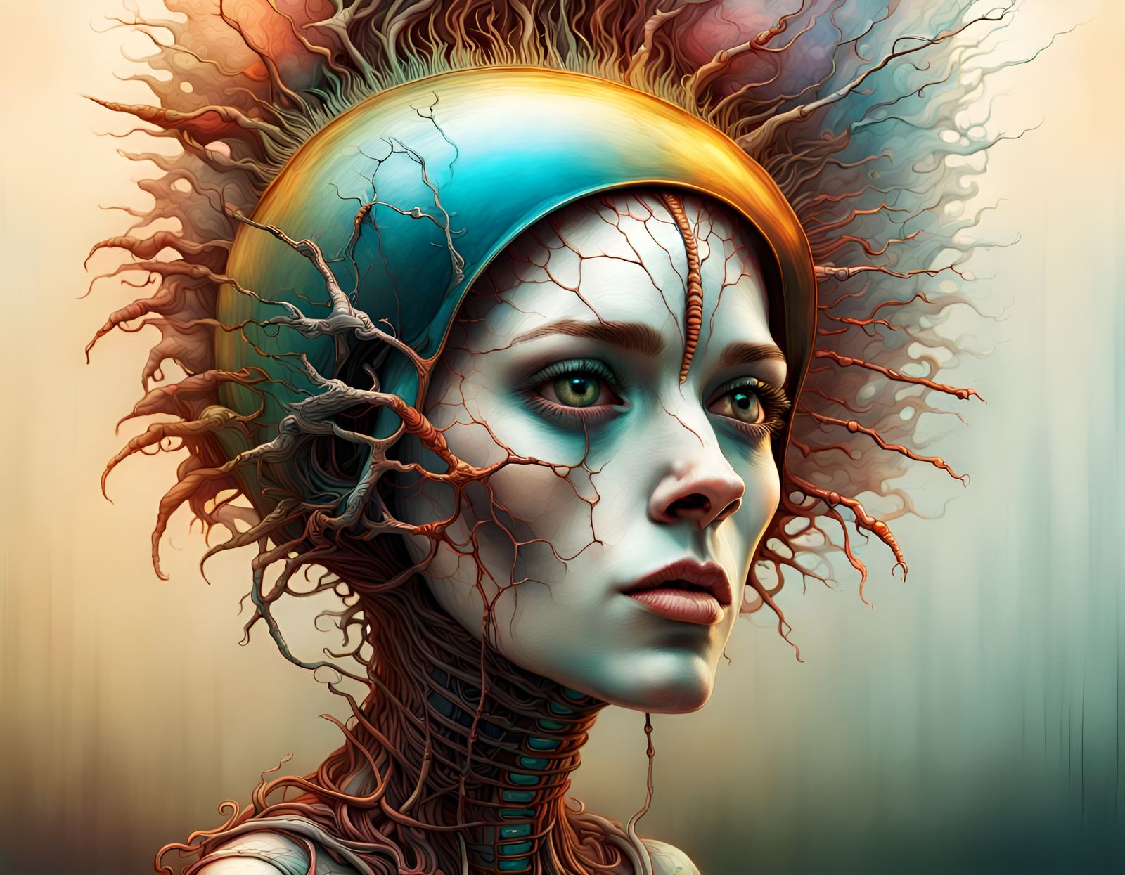 Iridescent Portrait in Science Fiction Style