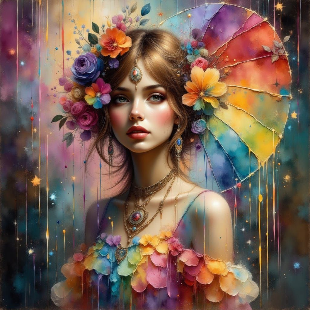 Rainbow Pride Personified in Liquid Ink and Mystic Aura