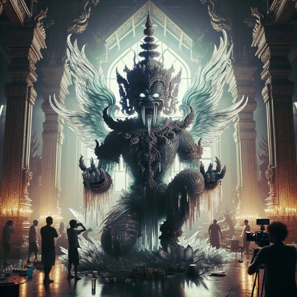 Crystal Guardian of the Temple in Cinematic 35mm Film Style