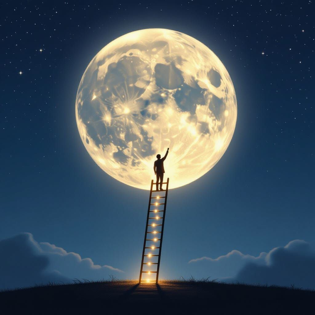 Moon's Light Ladder: Strangers Climb Together