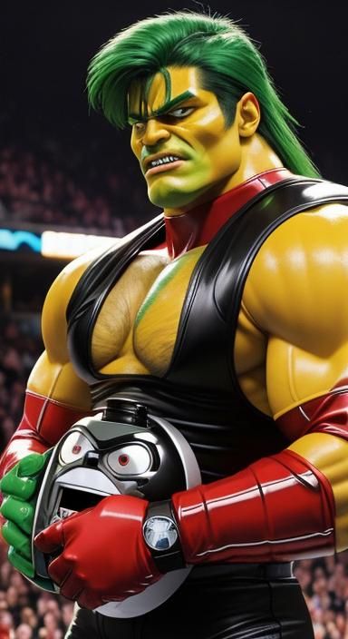 Robot Wrestler Hybrid Fusion: High Quality Image