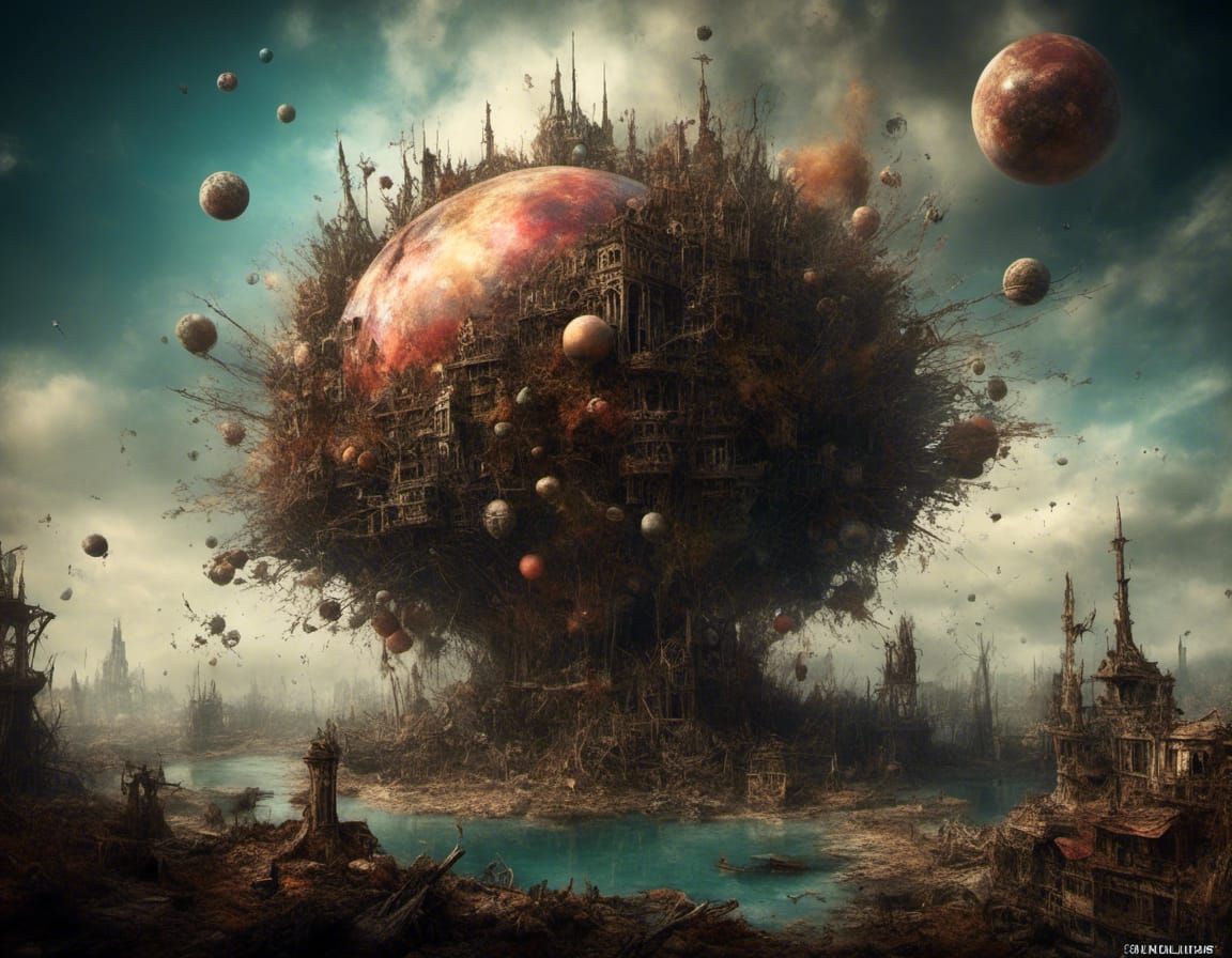 Whimsical Macabre City on an Epic Planet