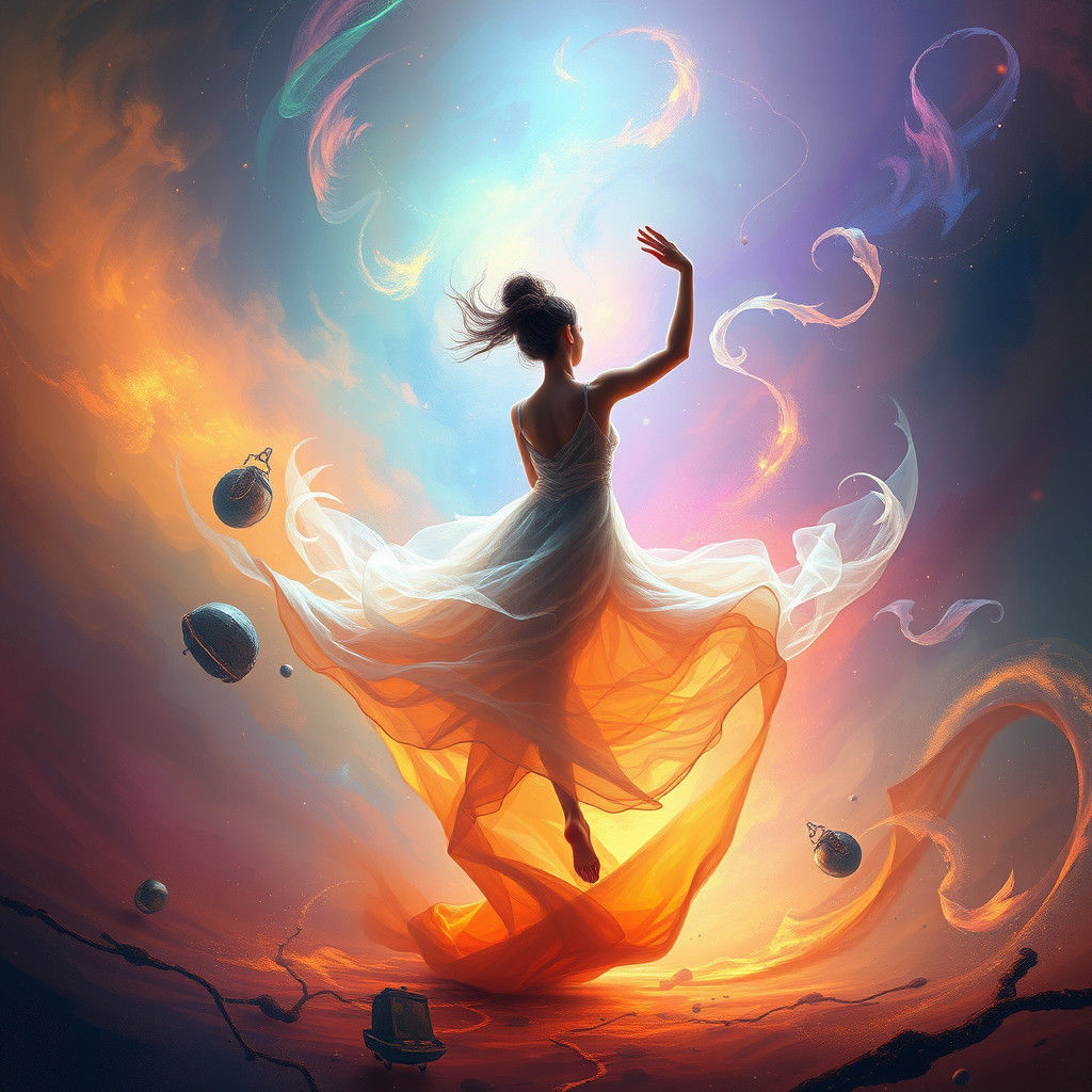 Ethereal Dancer in a Vortex of Color