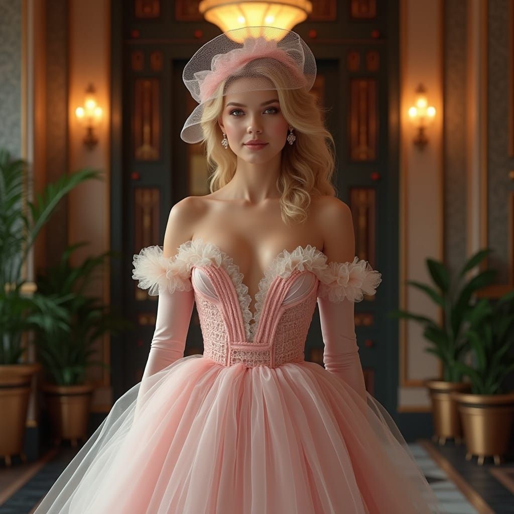 Elegant Vintage Goddess in Art Deco Style