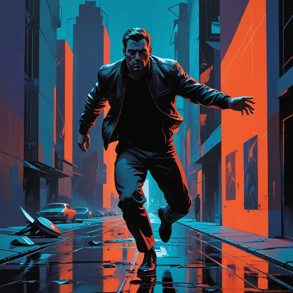 Dynamic Silhouette of Fear, 1960s Style Film Poster