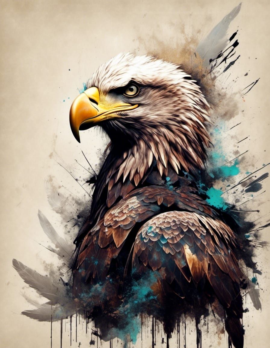 Iroquois Baby with Eagle Portrait in Detailed Style