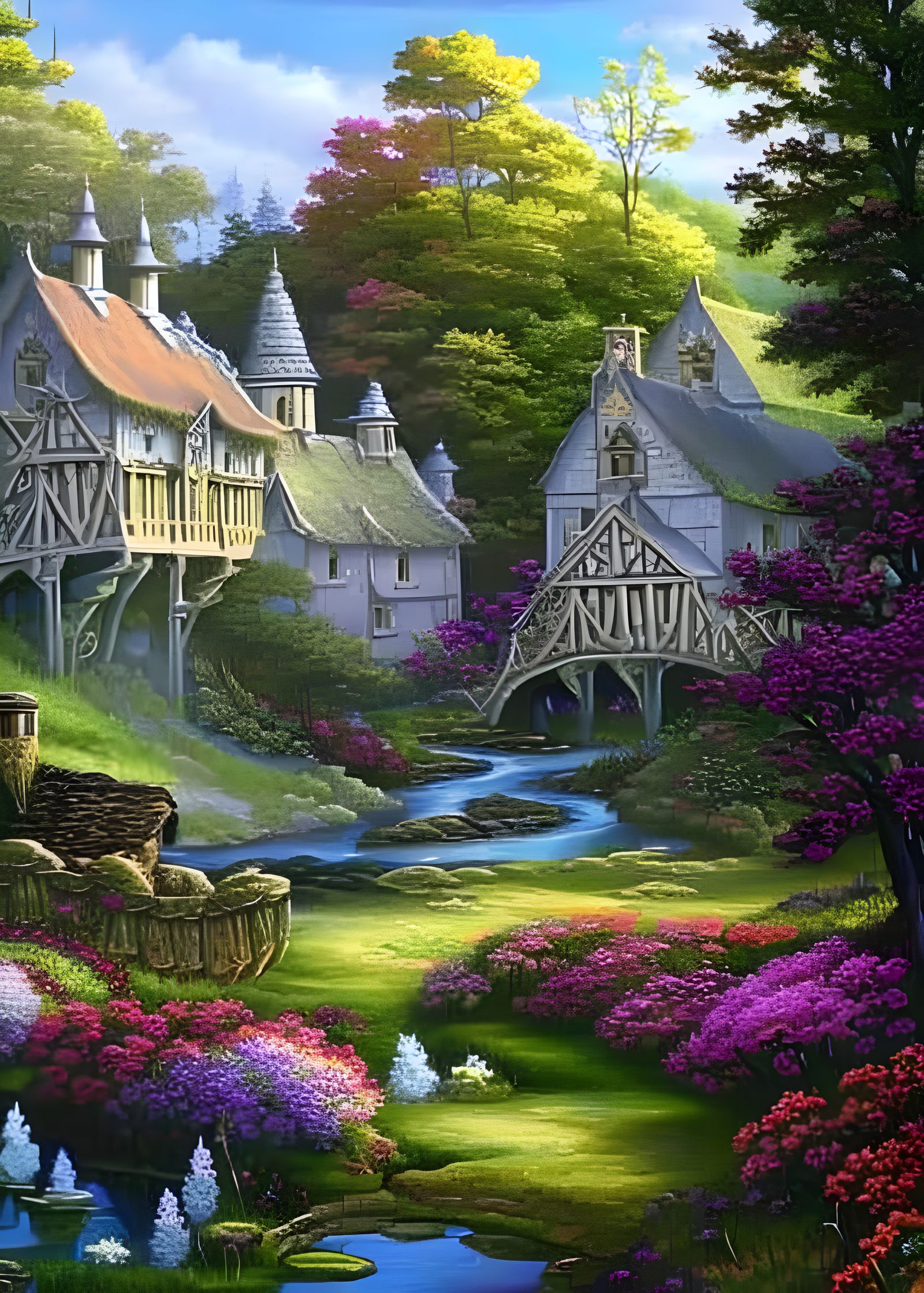 Enchanting Cottagecore Village in Magical Woods