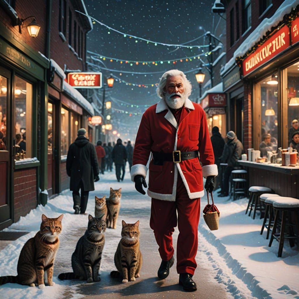 Peaceful Christmas Eve Gathering in a Cozy Corner Coffee Sho...