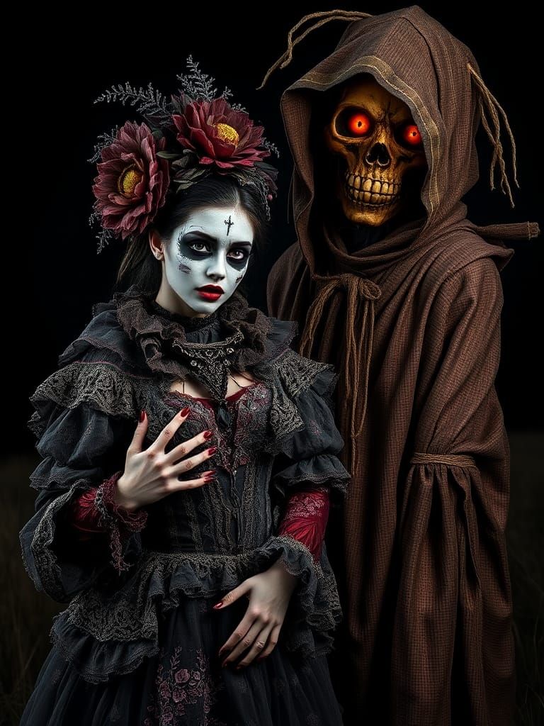 Demonic Halloween Costume in Baroque Style