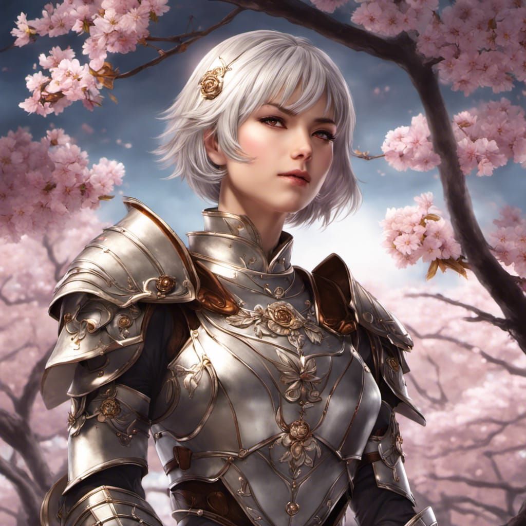 Anime Warrior Woman in Silver Armor
