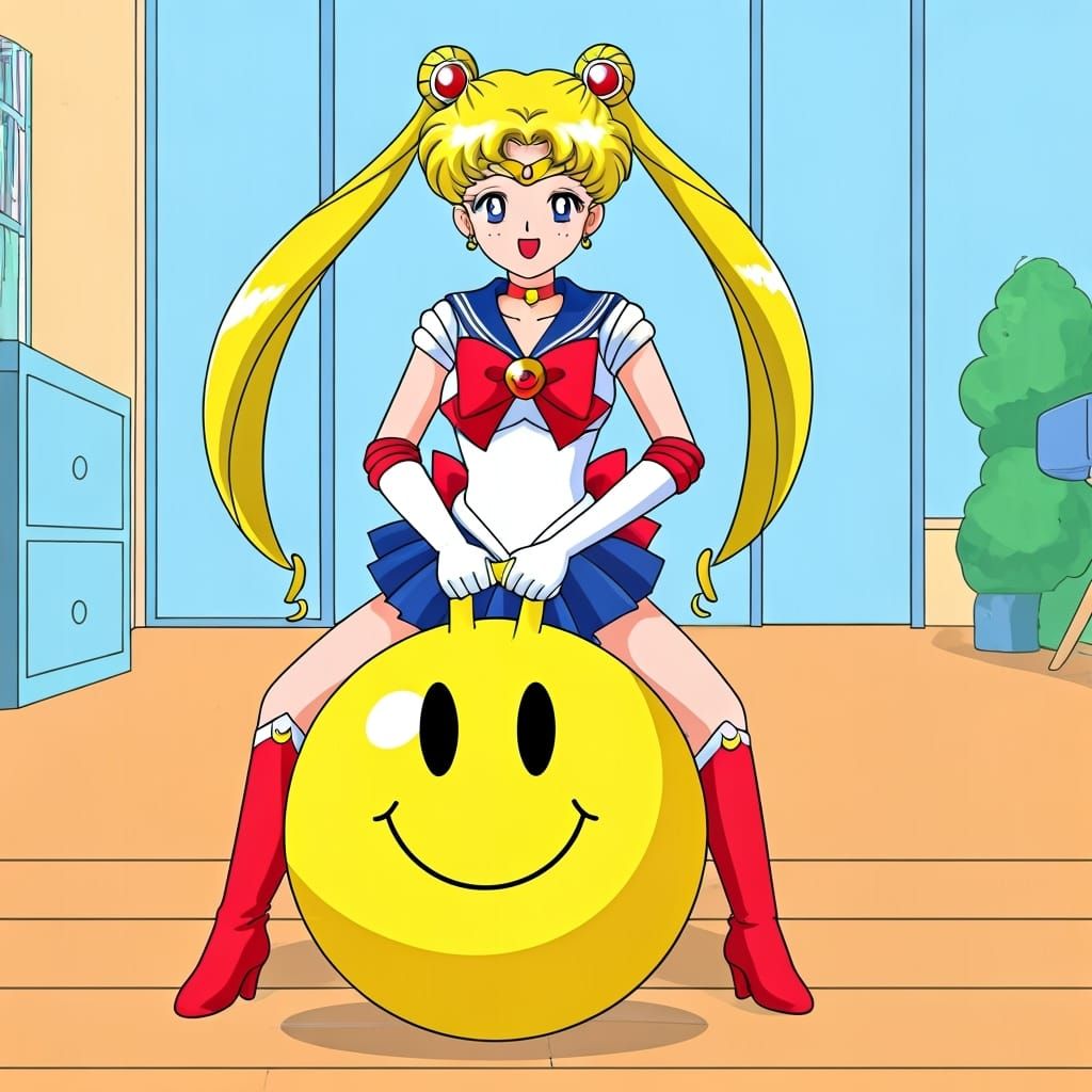 Sailor Moon Bouncing on a Hopper Ball