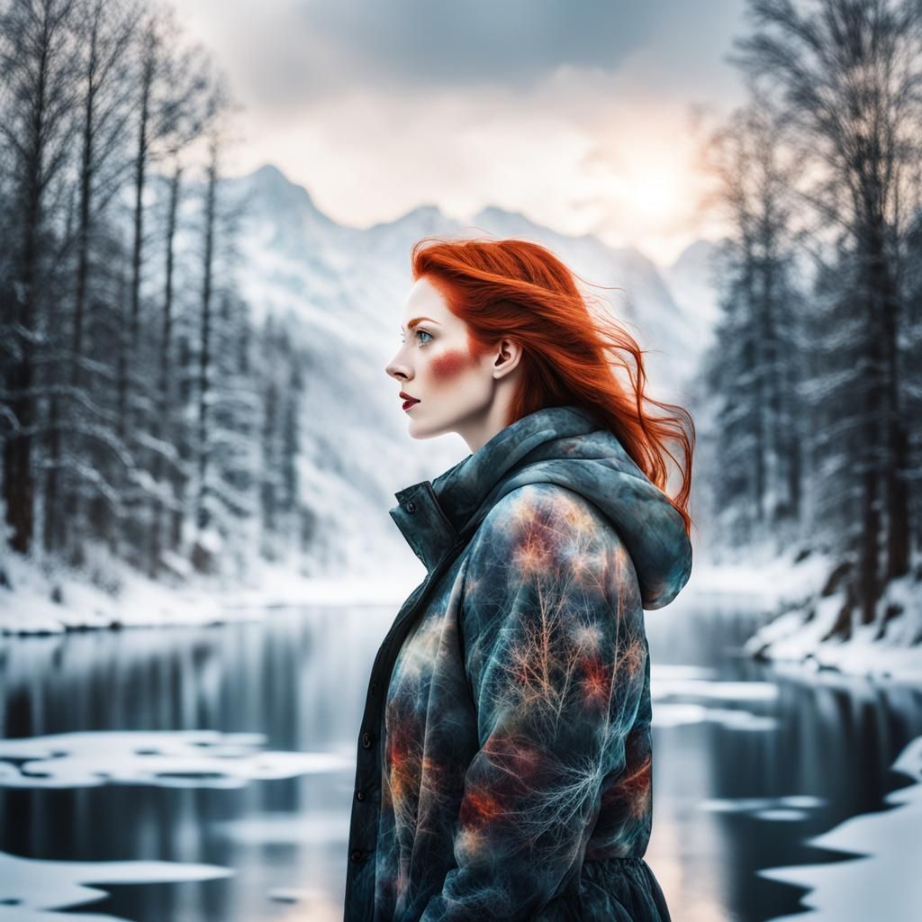 Redhead Double Exposure in Winter Nature