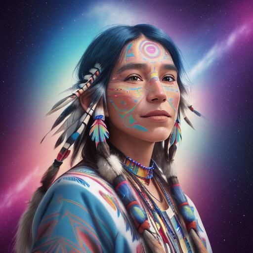 Radiant Indigenous Joy: A Cosmic Holographic Illustration
