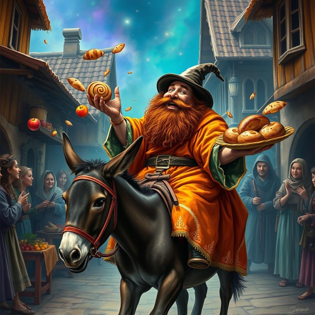 Medieval Gentleman Spreads Joy in Psychedelic Village