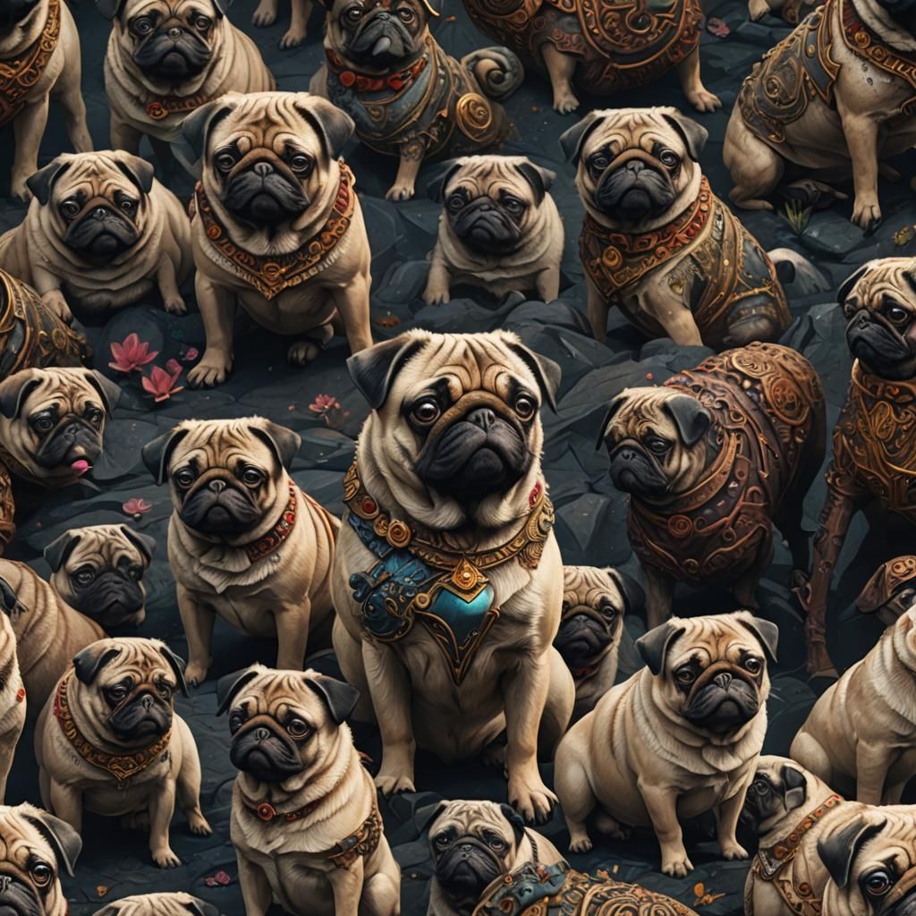 Detailed Pug Matte Painting in Fantasy Style