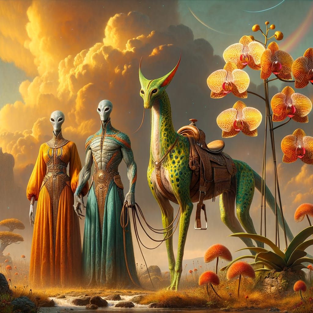 Sci-Fi Warlords with Alien Lynx and Orchid Tree