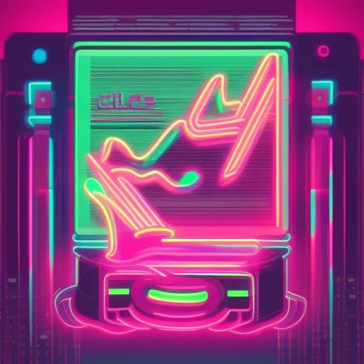 Cursed Item in Synthwave Neon Retro Style