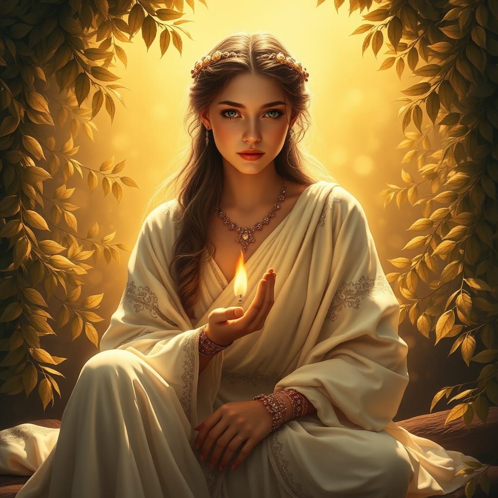 Hestia: Young Greek Goddess in Golden Light