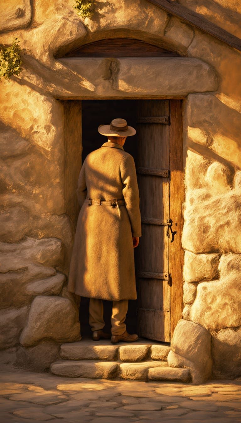 Impressionistic Doorway with Golden Light and Soft Focus