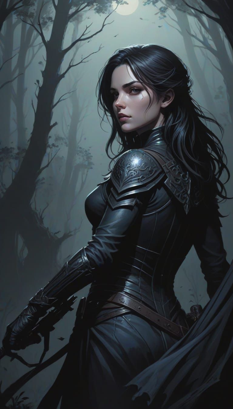 Serene Darkling in Elegant Gothic Attire