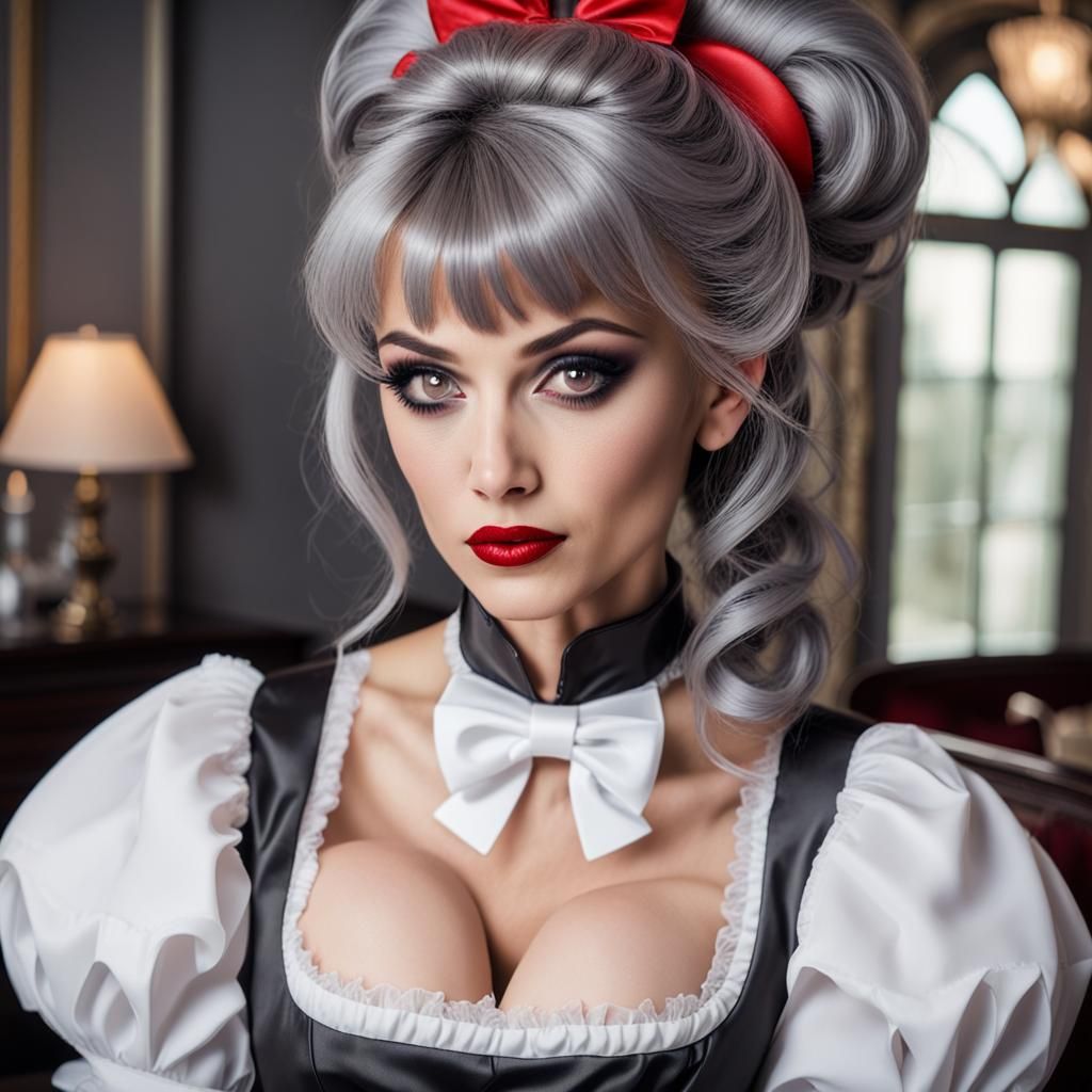 Glamorous French Maid with Smoky Eyes