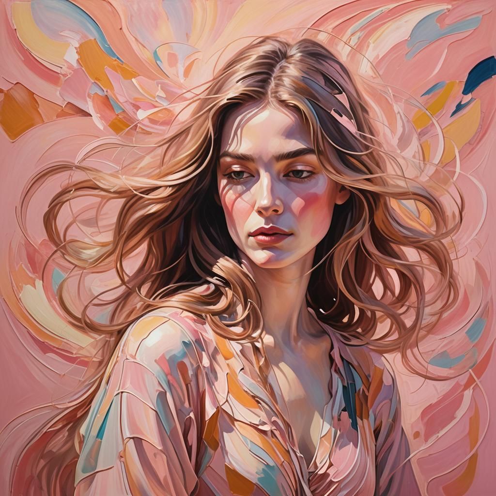 Ethereal Woman in Pink Fauvist Dreamscape