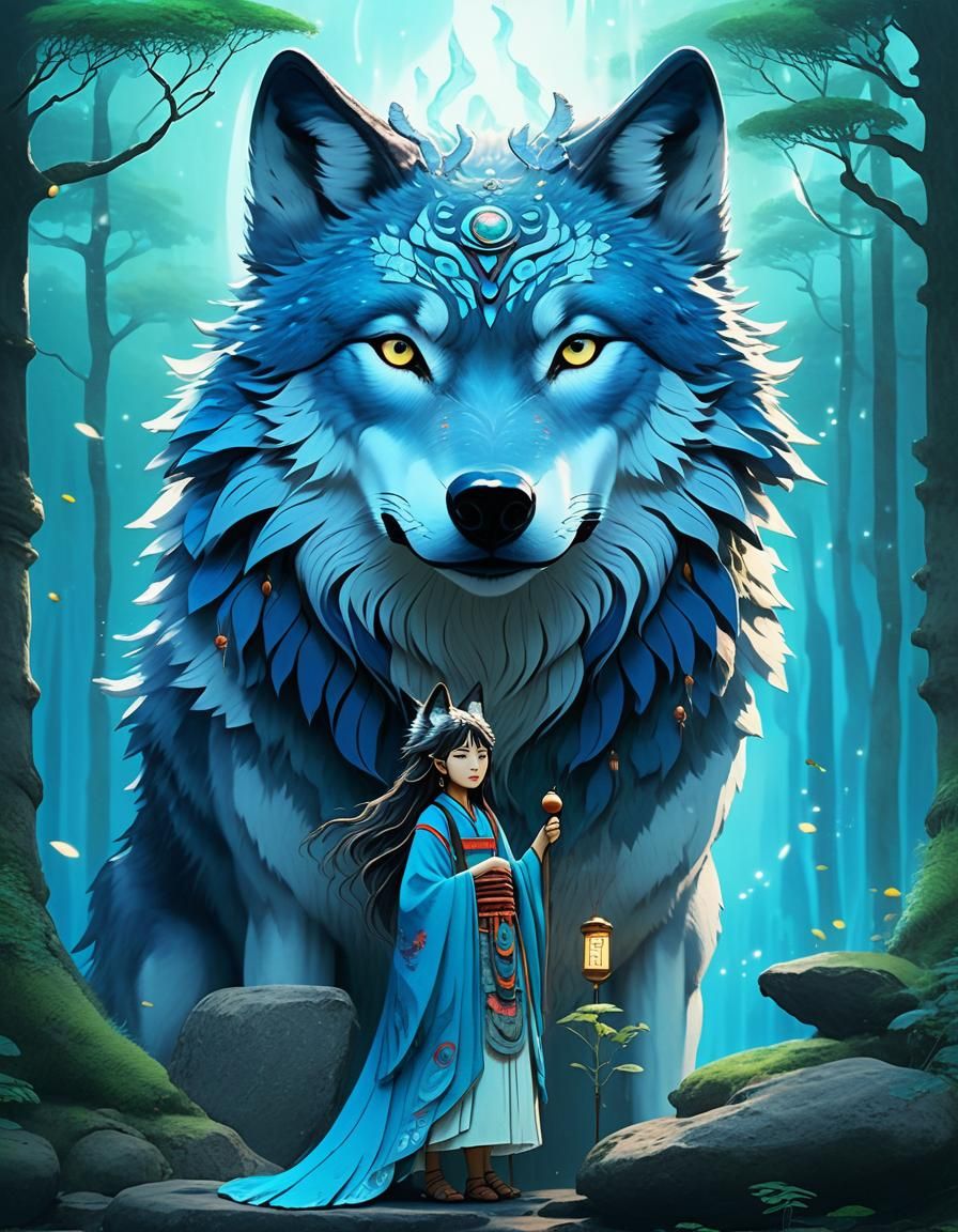 Studio Ghibli Inspired Wolf Goddess