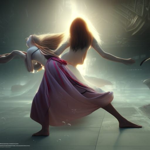 aikido girl long legs big breast fight