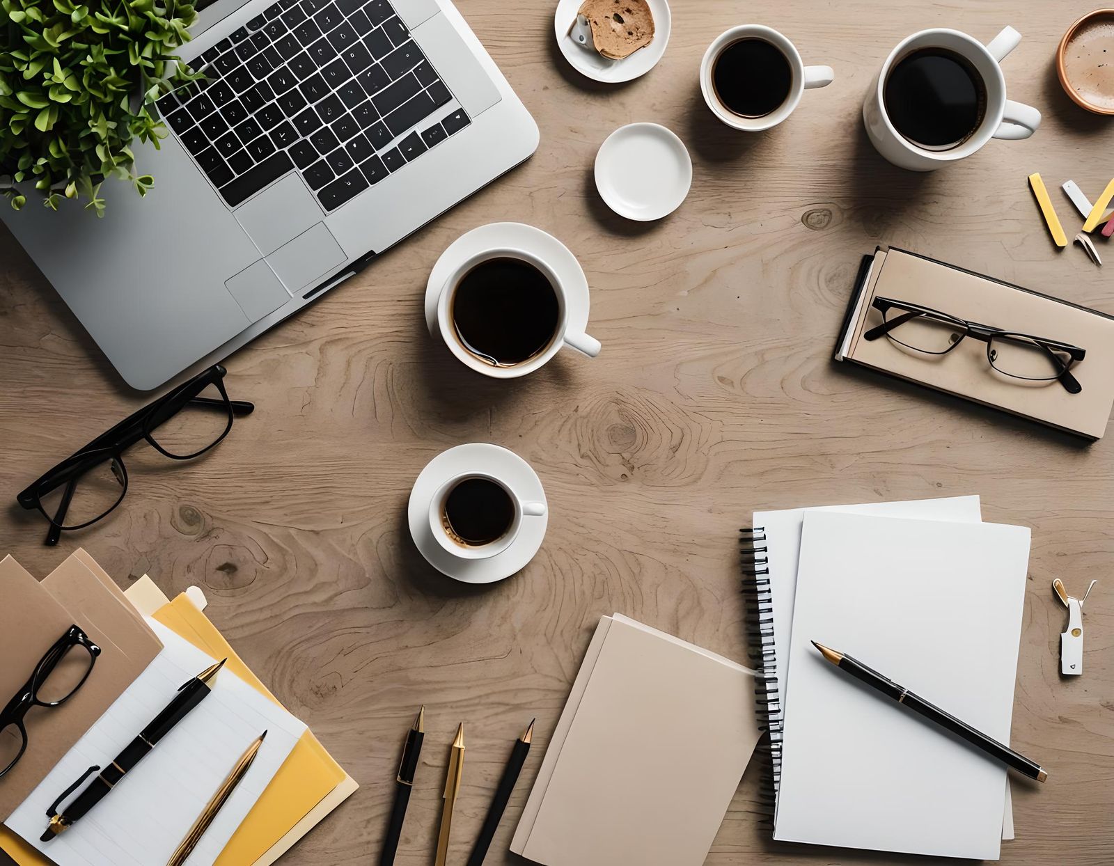 Organized Workspace with Coffee Cup