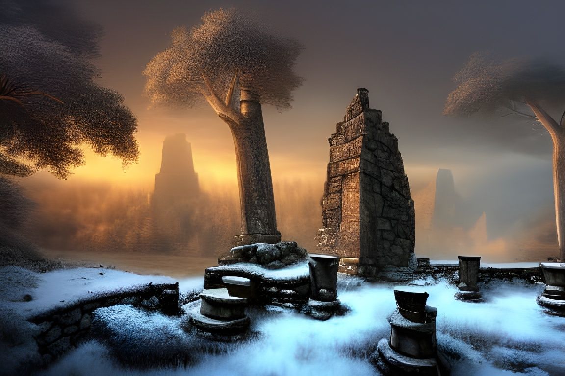 Mystical Narnia Castle Ruins in Anime Style