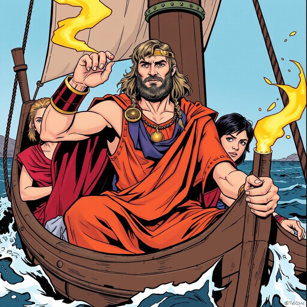 Ancient Greek Explorer in Comic Book Adventure