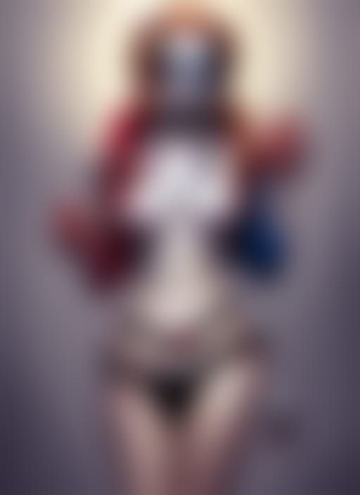 Hyperdetailed Nude Portrait with Harley Quinn Face