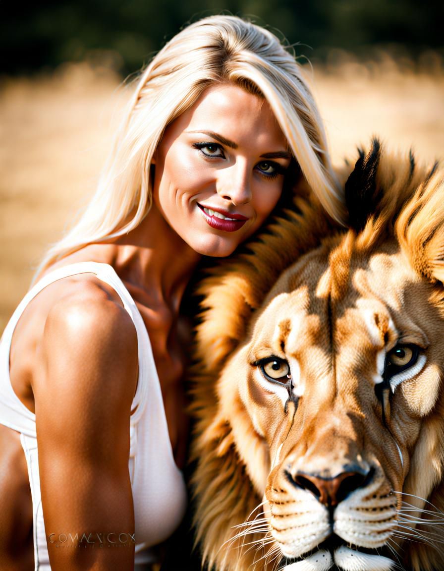 Blond Woman with Lion