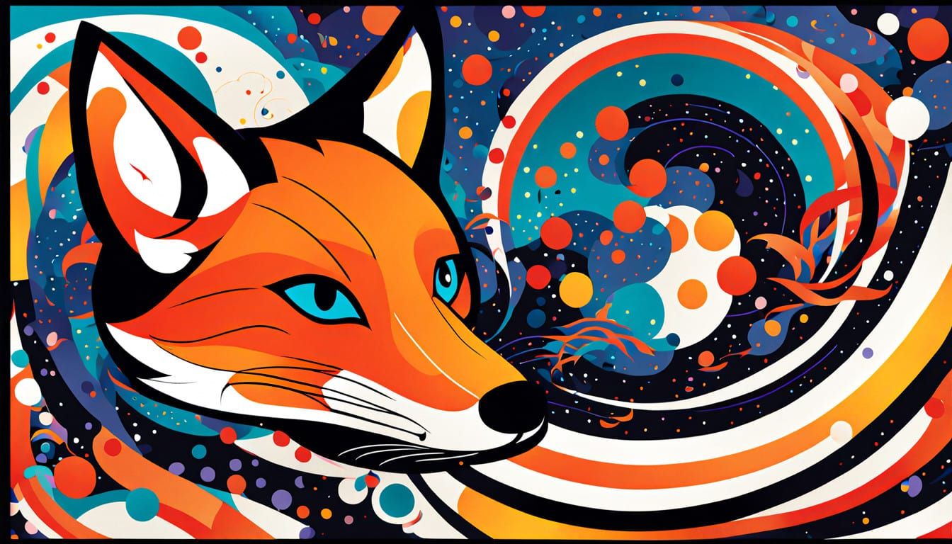 Pop Art Fox in Futuristic Flames