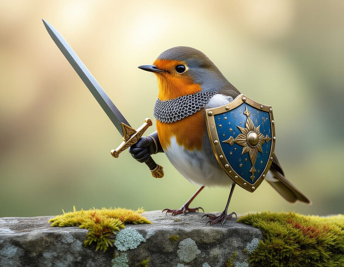 Robin Royal Knight Stands Guard, Medieval Fantasy