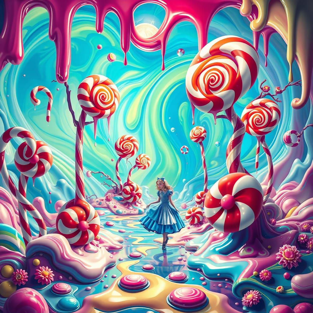 Surreal Candy Wonderland in Hyperrealistic Style