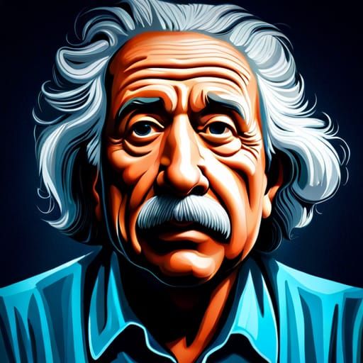 Multiple Einstein Portrait in Detailed Digital Art